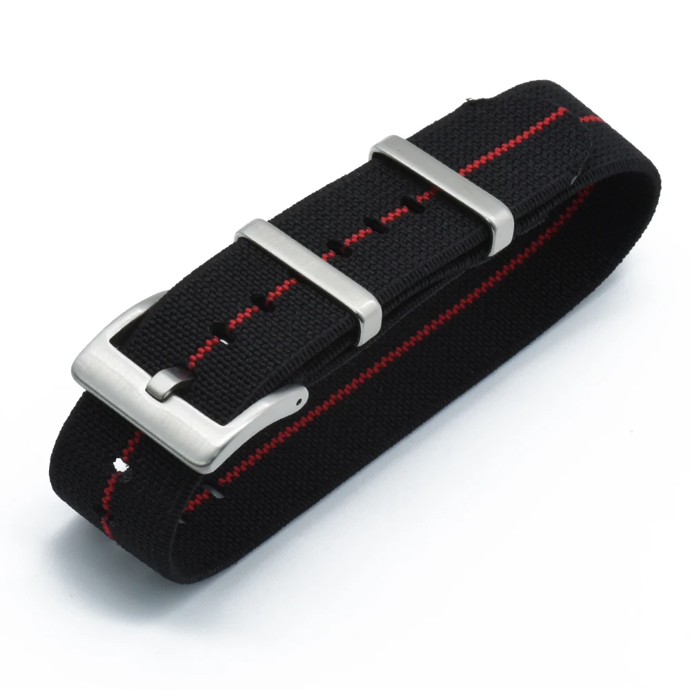 22mm Black + Red Elastic Parachute Military Watch Band