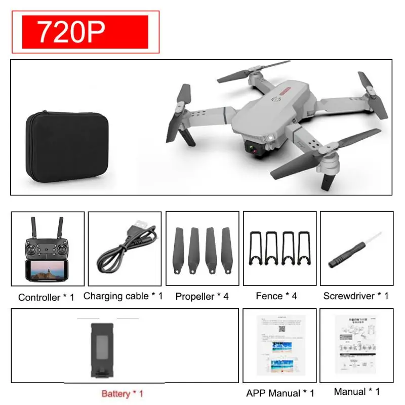 Mini E88 Drone 4k HD Dual Camera Visual Positioning 1080P WiFi Fpv Drone Height Preservation Rc Quadcopter Dron Toys 
