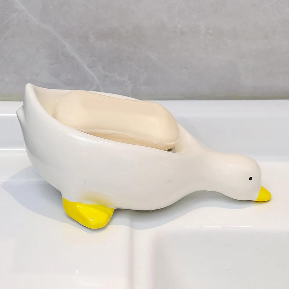 

Fashion Ceramic Ducks Drain Soaps Dish Multipurpose Soaps Holder Rack For Shower Room