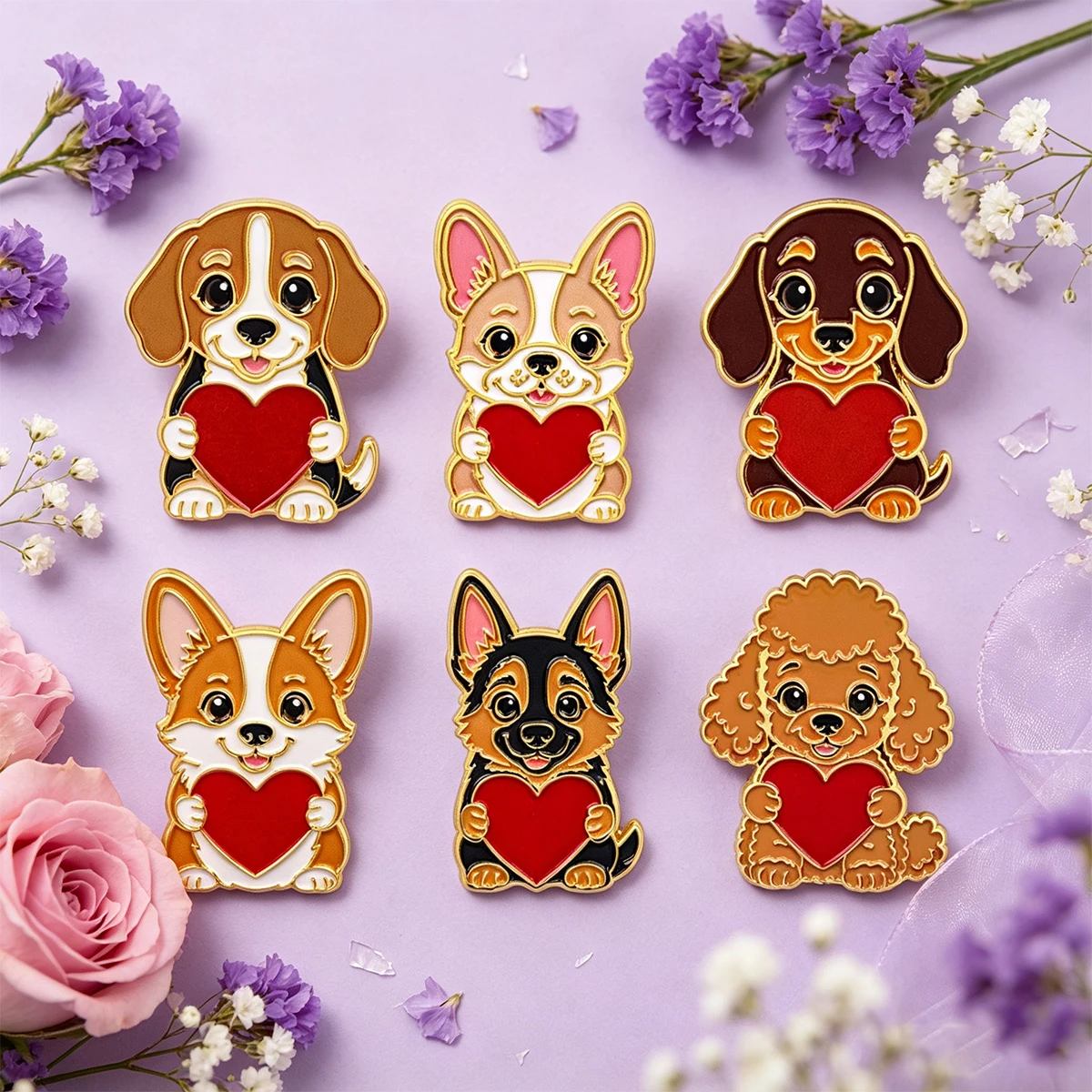 Charming Cartoon Animal Enamel Pin Brooch - Adorable Puppy Otter Design for Backpacks and Clothing Accessories