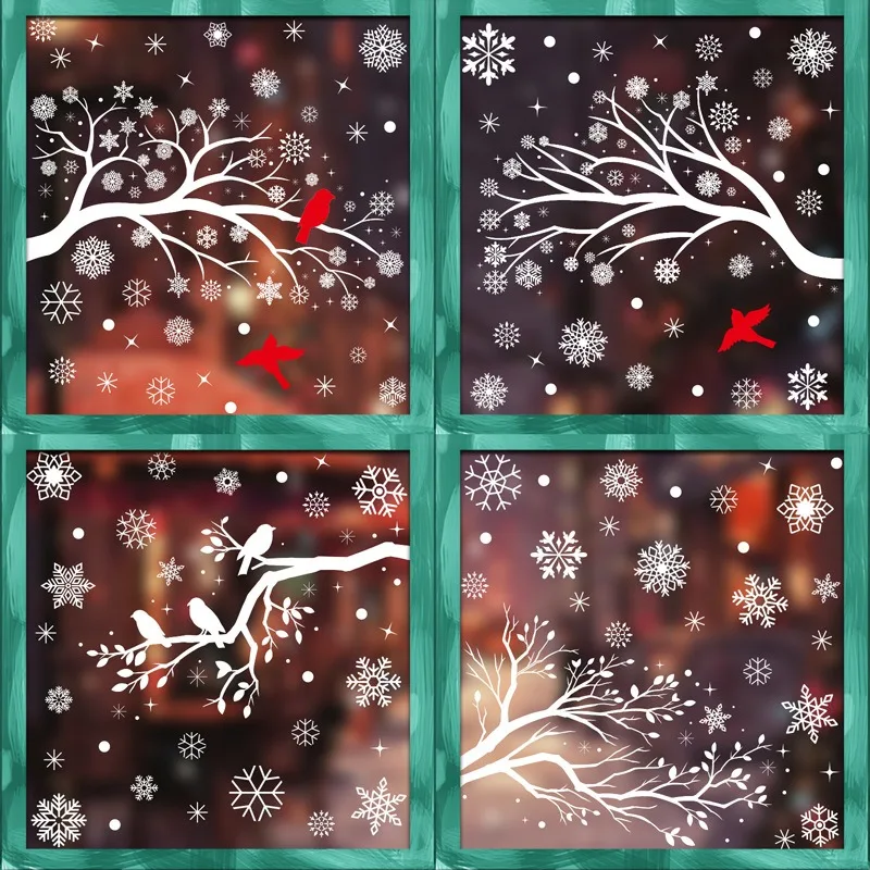 Window Stickers Christmas Decorative Glass Stickers Simulation Crack Gap 3D Santa Claus Elk Snowman Electrostatic