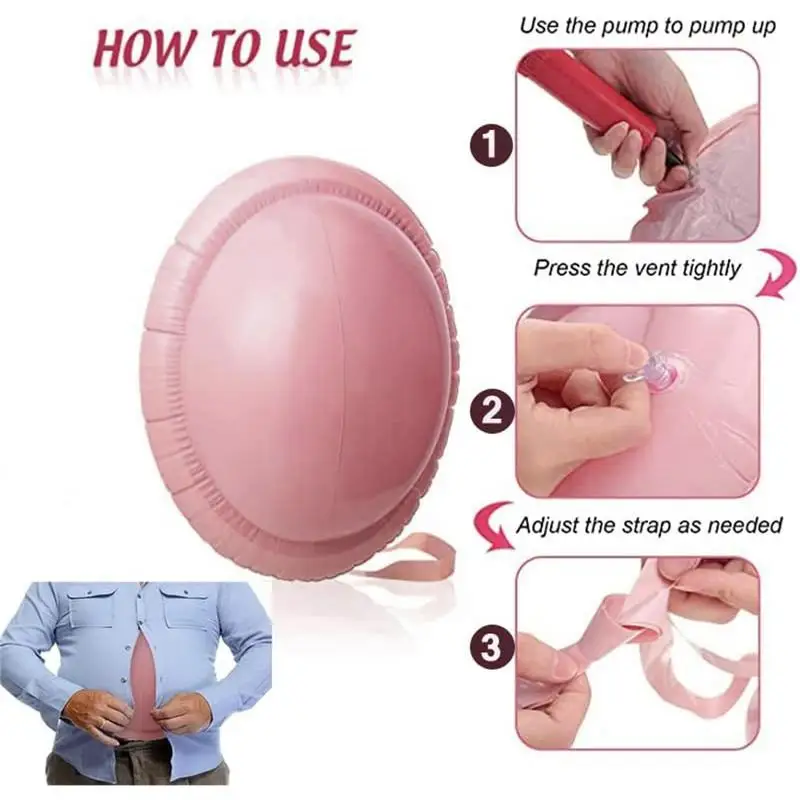 Inflatable Santa Belly Pregnant Funny Fake Belly Pregnant Costume Halloween Cosplay Dress Party for School Performance