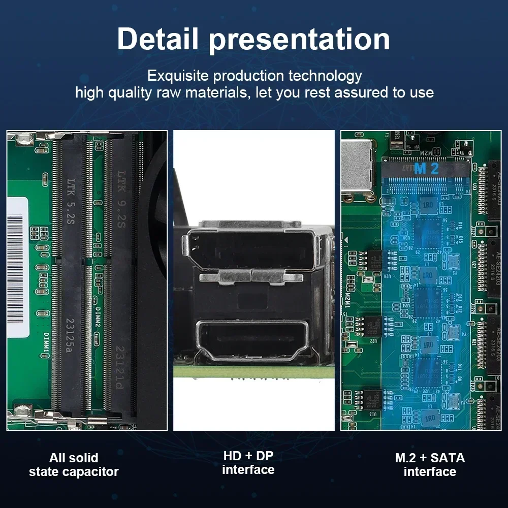 Celeron N5105 Industrial Motherboard NAS 4 Cores 4 Threads Low Power Processor 4x2.5G i225 Network M.2 Slot 6xSATA DP HD 5