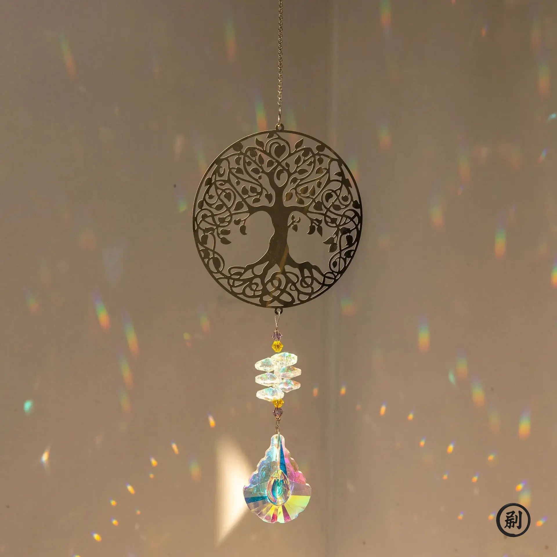 Crystal ornament Crystal Sun Catcher Prisms Hanging Rainbow Chaser Window Wind Chime Tree of Life Home Decoration Car Art Hanging Pendant