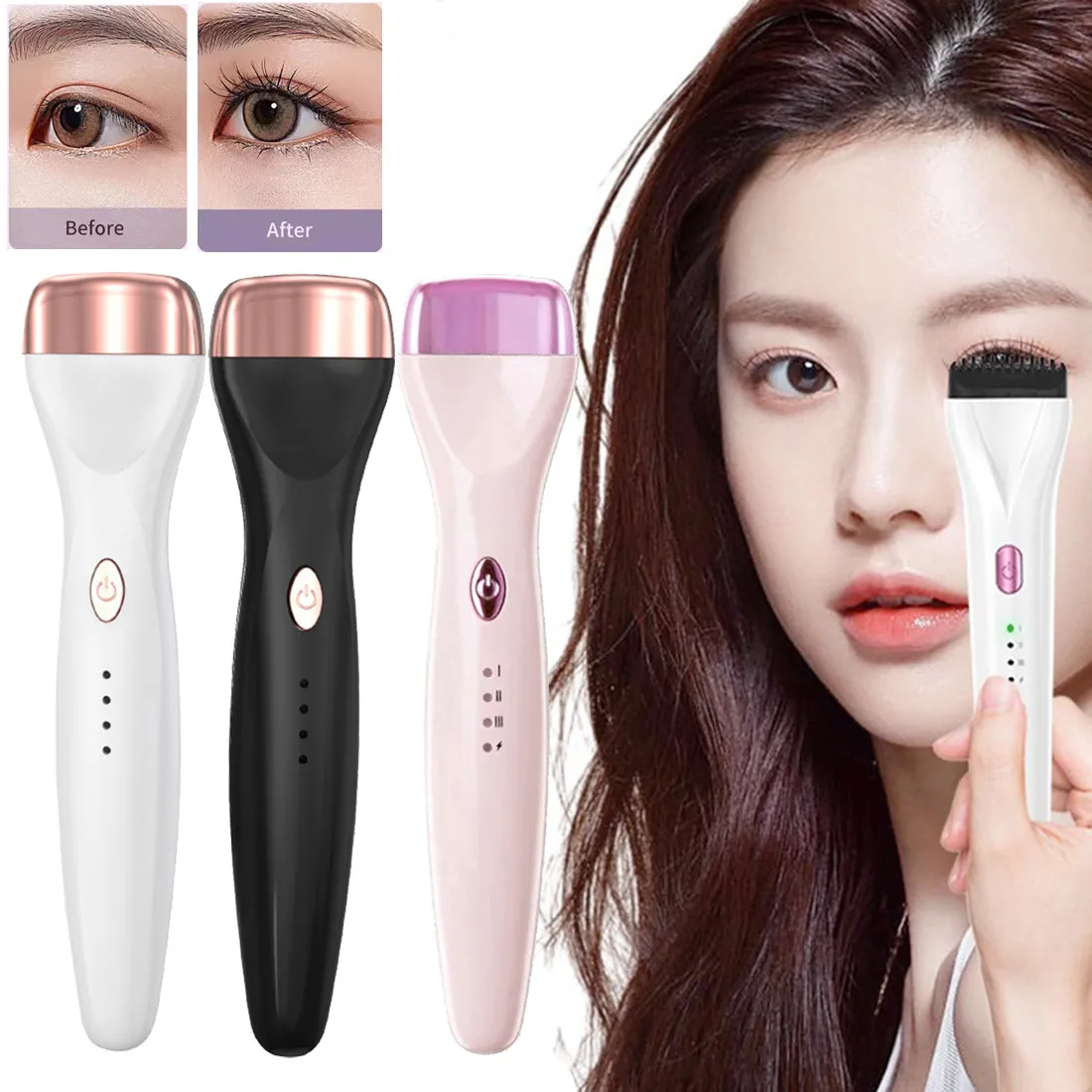 5D Push Heated Curling Eyelash Curler Portable Style 3 Modes Electric