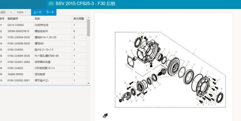 Rear Axle Assy Rear Transmission Gearbox Differential Suit for CFORCE 450/CF625-3/CFZ6 UTV Q510-330000