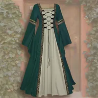 Halloween Women European Medieval Court Fancy Vampire Cosplay Costume Carnival Vintage Strapless Long Sleeve Elegant Dress - Image 4