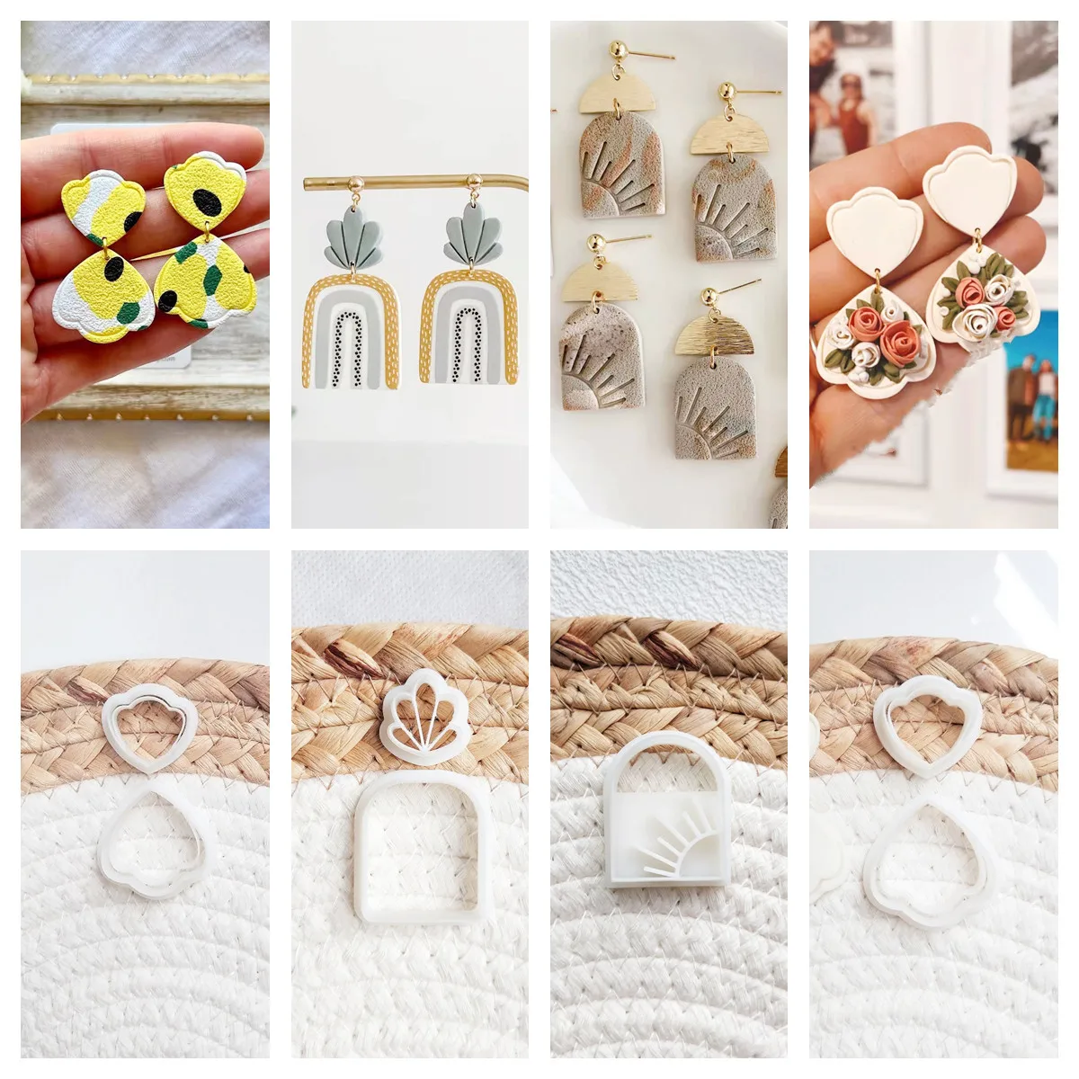 Soft Pottery Polymer Clay Cutter Pottery DIY INS French Earrings U Pattern Cutting Dies for Earring Jewelry Pendant Making Mold