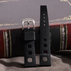 Premium Tropical Silicone Watch Strap with Stainless Steel Buckle - Soft, Breathable Rubber Bracelet - 22mm (Black)