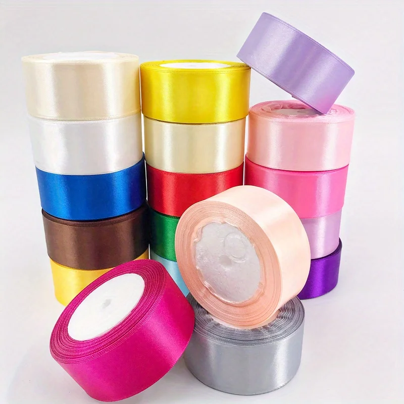 25 야드 새틴 리본 4CM, 공예, 꽃 꽃다발 선물 Wrappin 결혼식, 활 만들기에 대 한 폴리 에스터 실크 패브릭 머리 문자열 리본