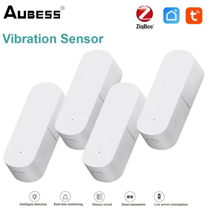 Tuya Smart Vibration Sensor Real-Time Motion Shock Alarm Work With Smart Gateway Home Security System APP Control WithoutBattery