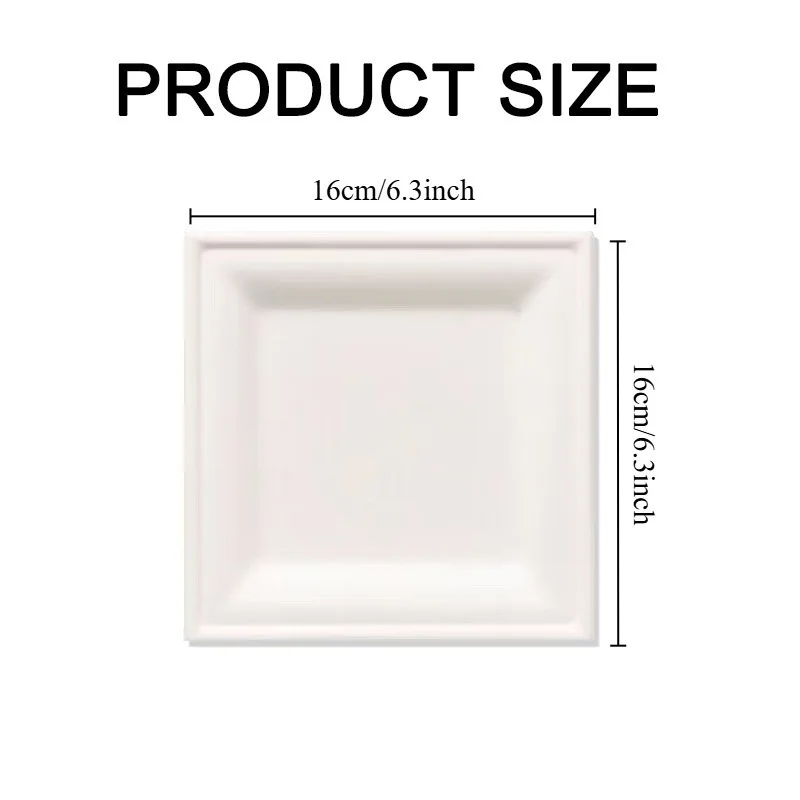 White Disposable Square Paper Plates Eco-friendly Paper Food Plates Barbecue Cake Dessert Party New Year Tableware 20PCS