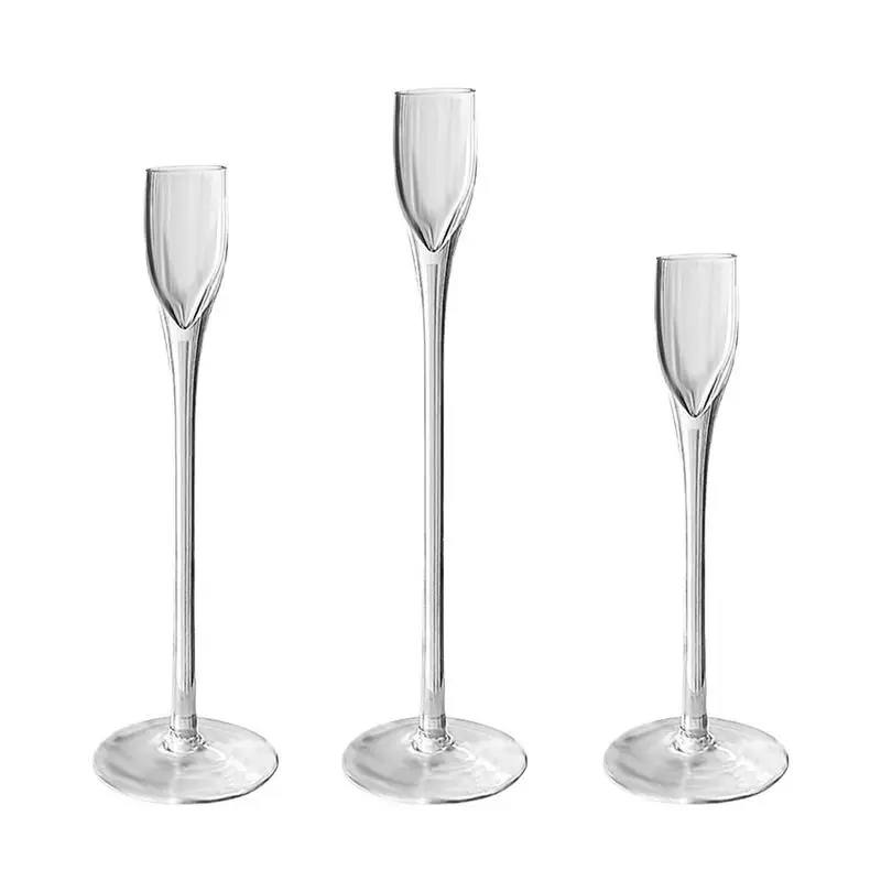 

Taper Candle Holders For Wedding Fashion Parties Table Candlestick Stand Glass Material Decoration Taper Candle Holders