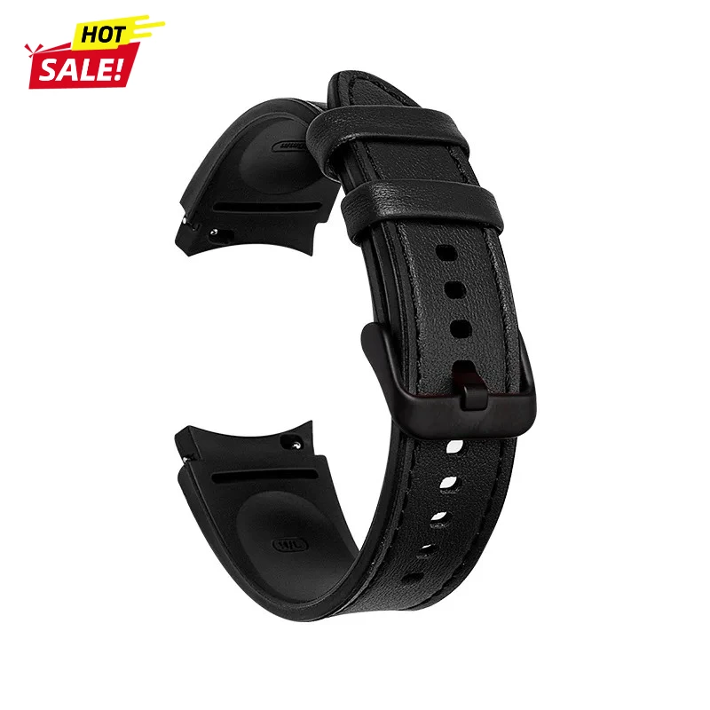 Premium Leather Grain Band with Silicone Strap