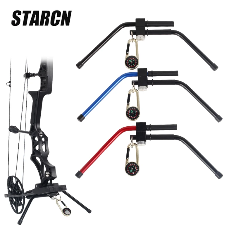 Metal Bow Stand Rack Rotatable Adjustable Compound Bows Kick Stand Outdoors Archery Hunting Shooting Incidentally Compass