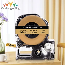 Versatile White Label Tape Replacement - 6/9/12mm - 12mm (Black on Gold)