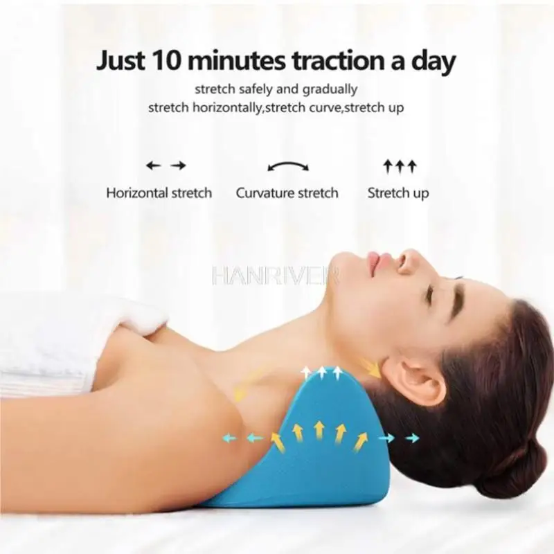 Nek schouder relaxer nek curve corrector voor spier relax blauw sleeping home massage traction correction neck pillow