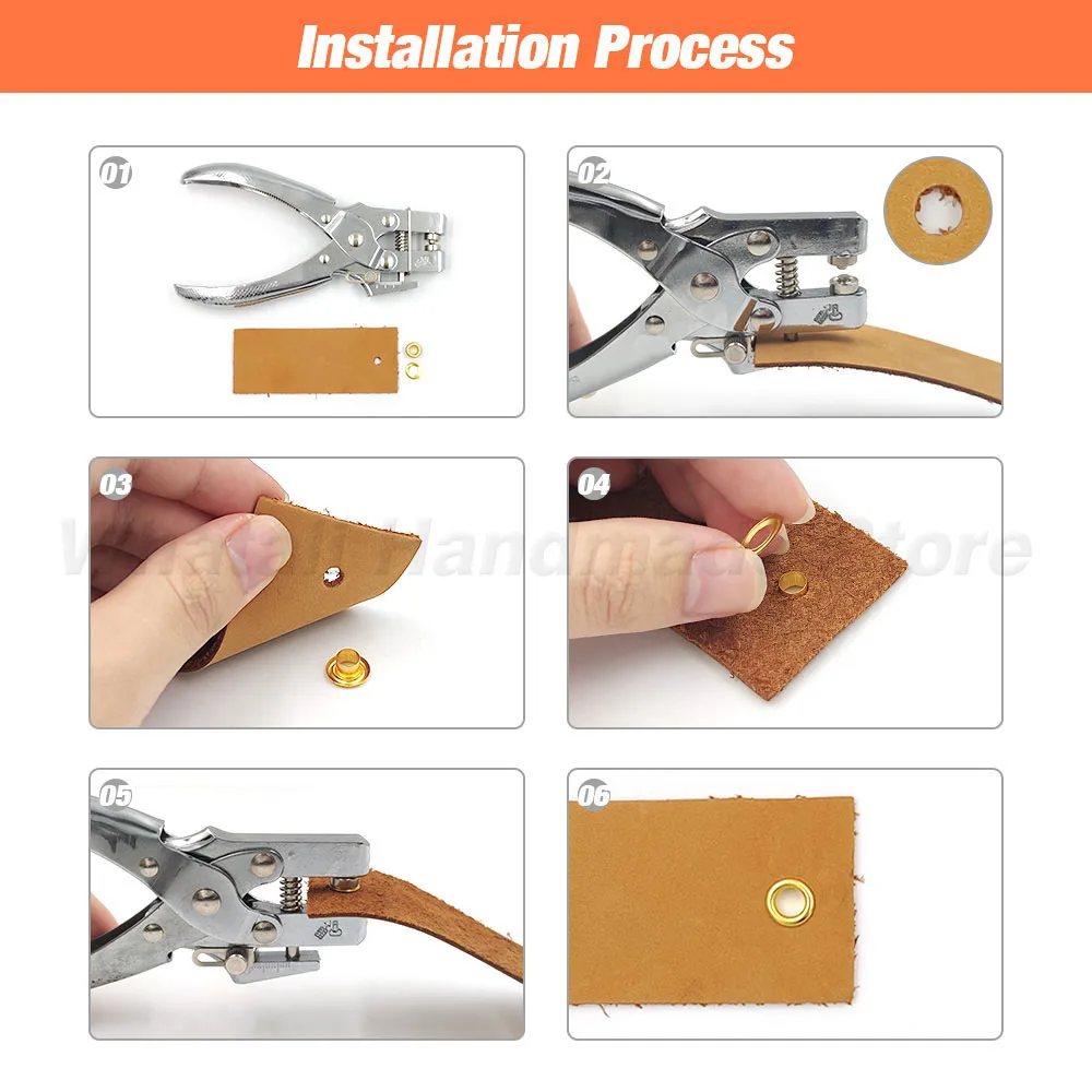 5mm Metal Eyelets Grommets Kit Installation Tools Punch Pliers Kit for Leathercraft Shoes Belts Bags Clothes