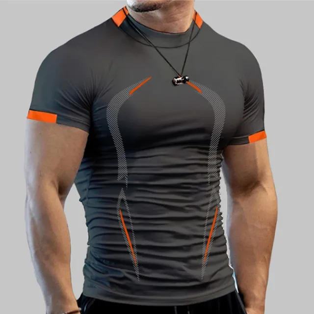 2022 Summer Gym Shirt Sport T Shirt Men Quick Drying Running Shirt Men Workout Training Tees Fitness Tops Rashgard T-shirt 1