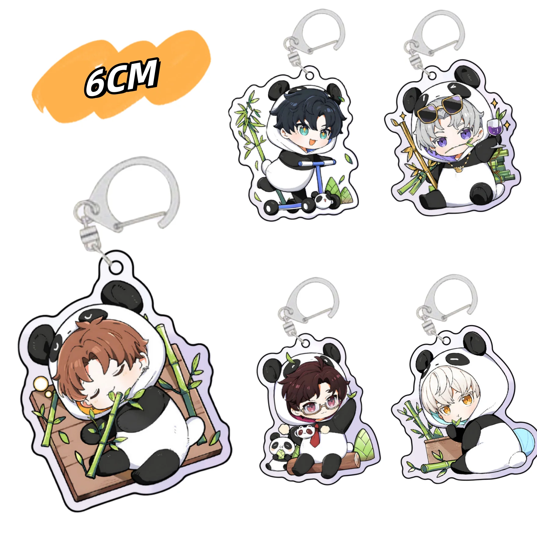 

New anime light and night love keychain Panda series cute bag decoration acrylic keychain decorative accessories 6CM