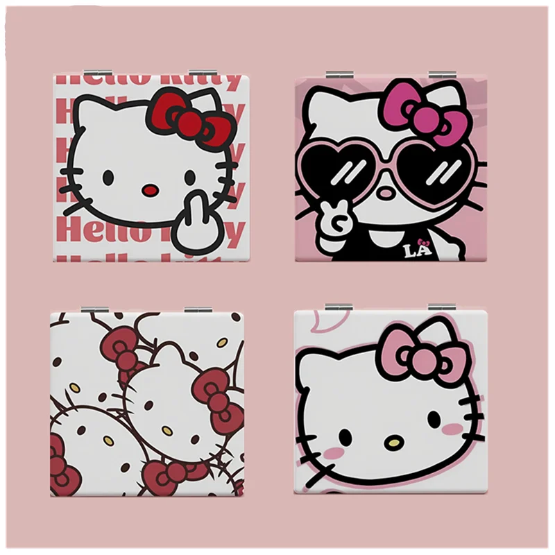 

Hello Kitty Mirror Portable Small Mirror Hello Kitty Sanrio Portable Folding Mirrors Double-Sided Pattern Makeup Mirrors Gift