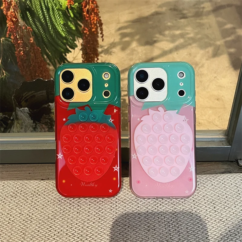 Strawberry Delight Full Screen Silicone Suction Cup Phone Case