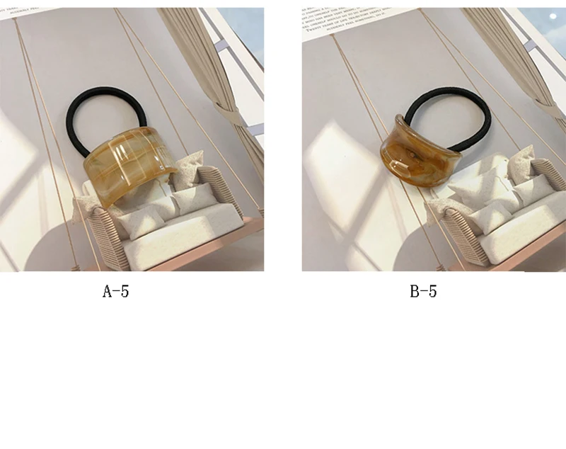 Großhandel amerikanischen Stil 4,1 cm einfache matte Pferdes chwanz glänzende geometrische Kunststoff elastische Haar bänder Haarschmuck – Detail 13