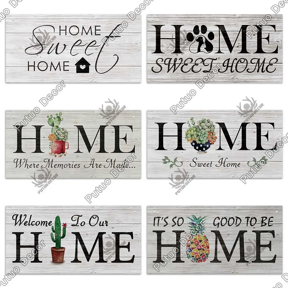 Putuo Decor Home Signs Wooden Hanging Signs Family Wooden Sign Plaque Wood Home Decor Gifts Living Room Door Decoration door sign wooden sign