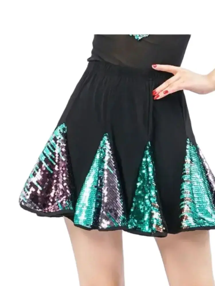1pcs/lot Woman Sequin Latin Skirt Female Dancing Latin Skirt Costumes Square Dance