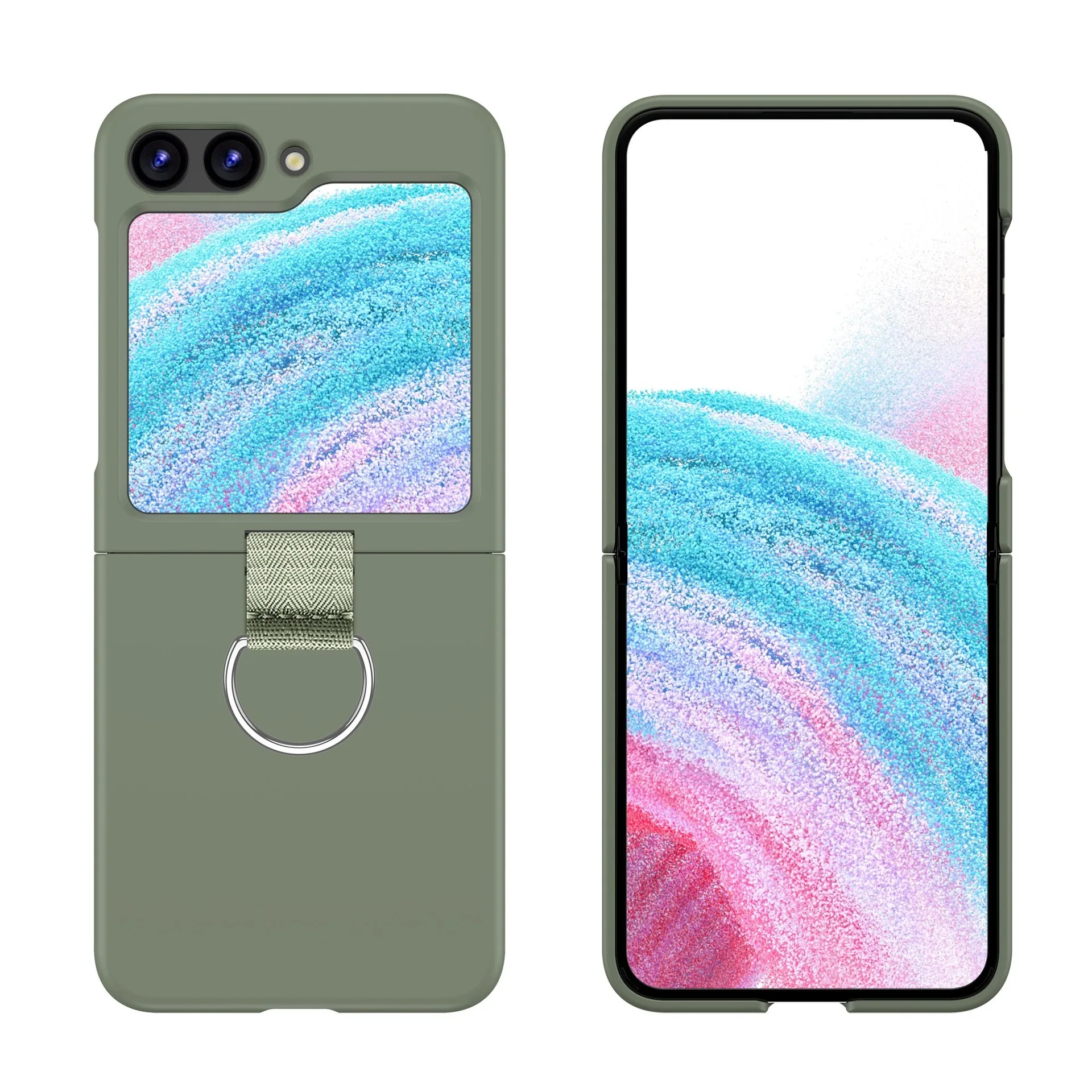 Matte Solid Color Ring Holder Shockproof Silicone Case - Korean Style