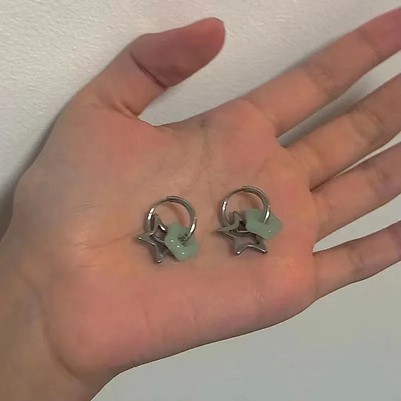 Women'S Pentacle Studs Neo-Gothic Y2k Punk Earrings Removable Simple Earrings Gift Jewelry Cute Mini Little Star Earrings