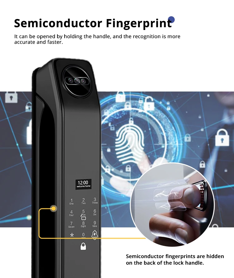 Facial Recognition Video call Automatic Door Lock TUYA Front Door Fingerprint Sm