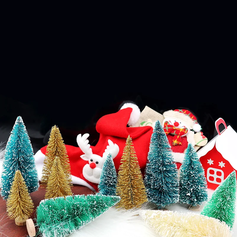 Mini Christmas Tree 8Pcs 50-125mm Mixed Size Small Pine Tree Desktop for Home New Year Xmas Party Table Decoration Navidad mini christmas tree