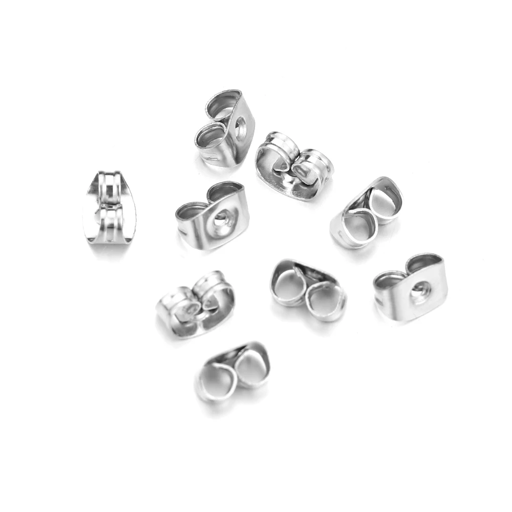 Semitree 200Pcs/lot Stainless Steel Earring Back Earrings Stopper for Diy Jewelry Making Earring Findings Crafts Accessories