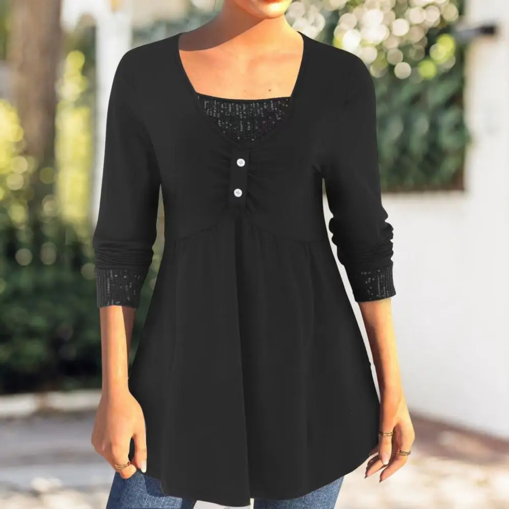 

Женская блузка с квадратным вырезом, блестками и квадратным вырезом