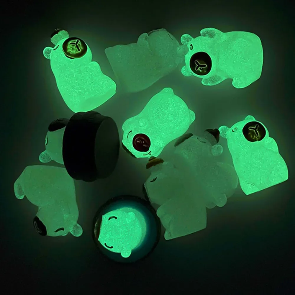 10/20pcs Luminous Capybara Mini Resin Animals Figurines,Glow At Night Outdoor Craft Decor for Miniature DIY Garden Accessories 2