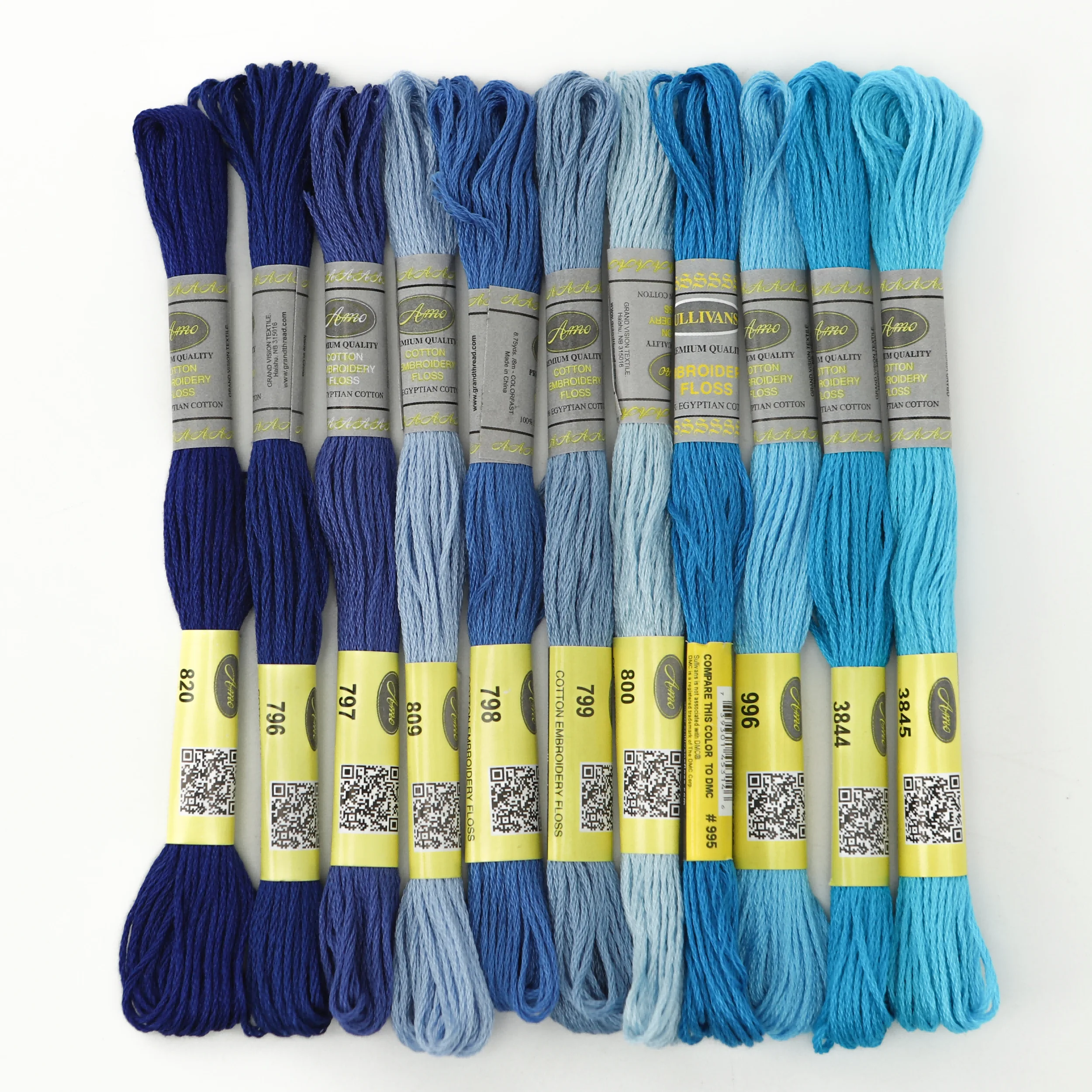 AmoHilos 16 New DMC Colors Set Mercerized Egyptian Cotton Embroidery Floss  8 Meters Skein Cross Stitch Thread DIY Crochet Thread