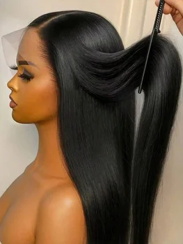 Straight Lace Front Wigs Human Hair 250% Density 13x4 13x6 Full Frontal Transparent 5x5 HD Lace Wigs Glueless Wigs With Hairline 1