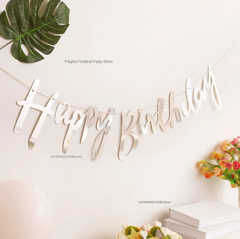 5m Glitter Happy Birthday Banner Kids Adults Birthday Party Decorations Supplies Sign Baby Shower Decoration