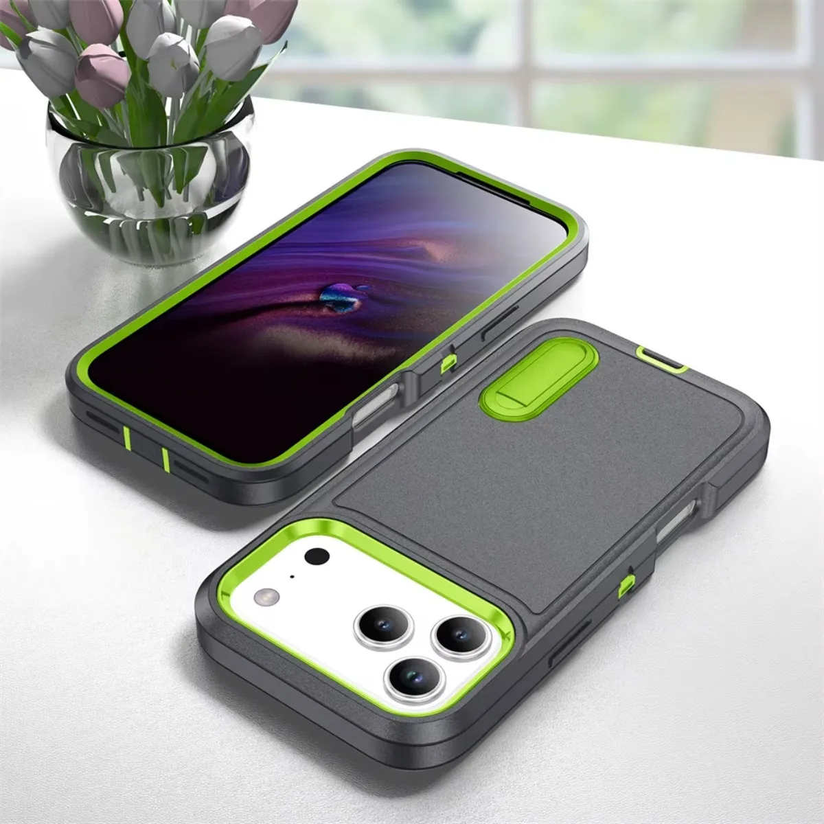 ShockProof Heavy Duty Stand Phone Case with Armor Protection and Kickstand Cover