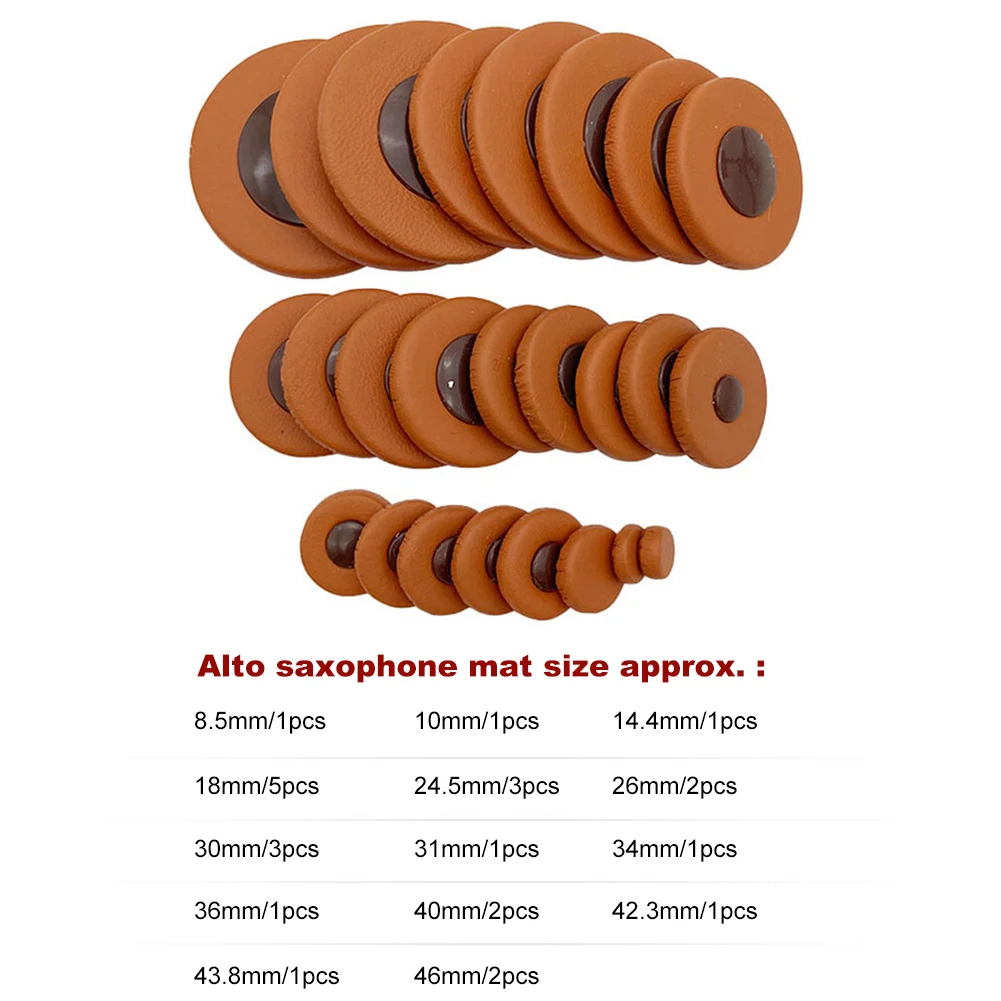 Sax Repair Pads Multi Size Alto Sax Pads Professional Leather Saxophone Cushions Sax Leather Pads for Sax Enthusiasts Players