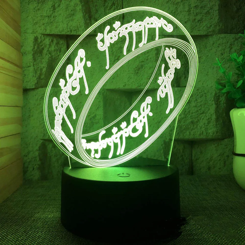 nursery night light 3d acrylic illusion night light Lord of the Rings 16 color touch remote control children's bedroom atmosphere night light gift Night Lights