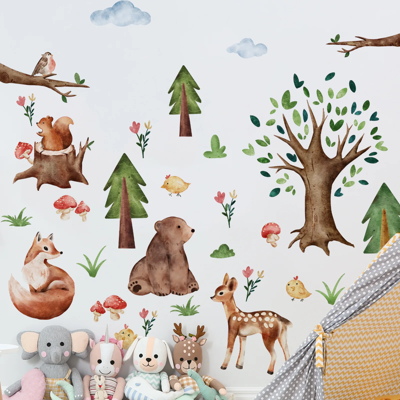 

Extra Large Forest Cartoon Animals Wall Stickers Kids Babies Nursery Kindergarton Decor Decals Home Decoration Art Mural Poster