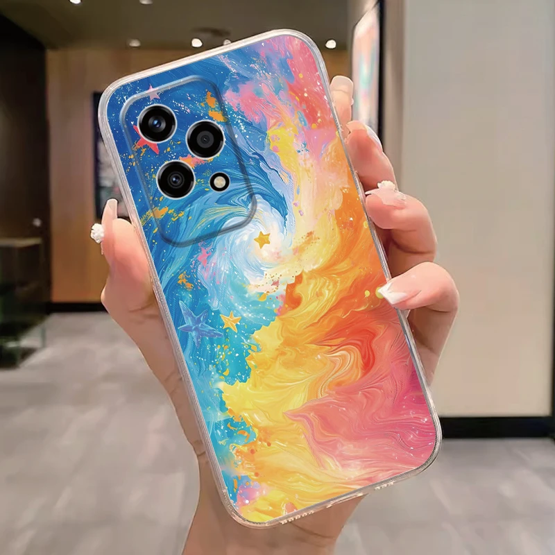 Floral Fashion Clear Silicone Phone Cover - Cute Cat Couple Design
