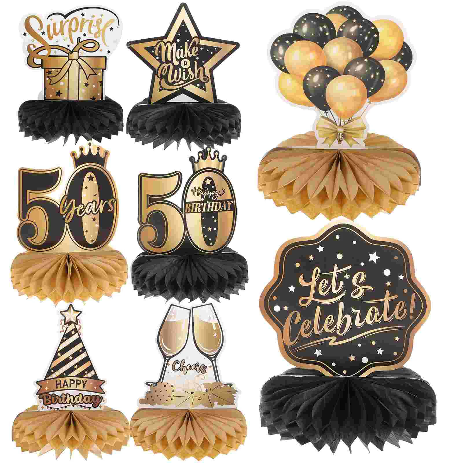 

8 Pcs Birthday Decoration Table Decorations 50th for Men Honeycomb Ornament Party Supplies Paper Women Man