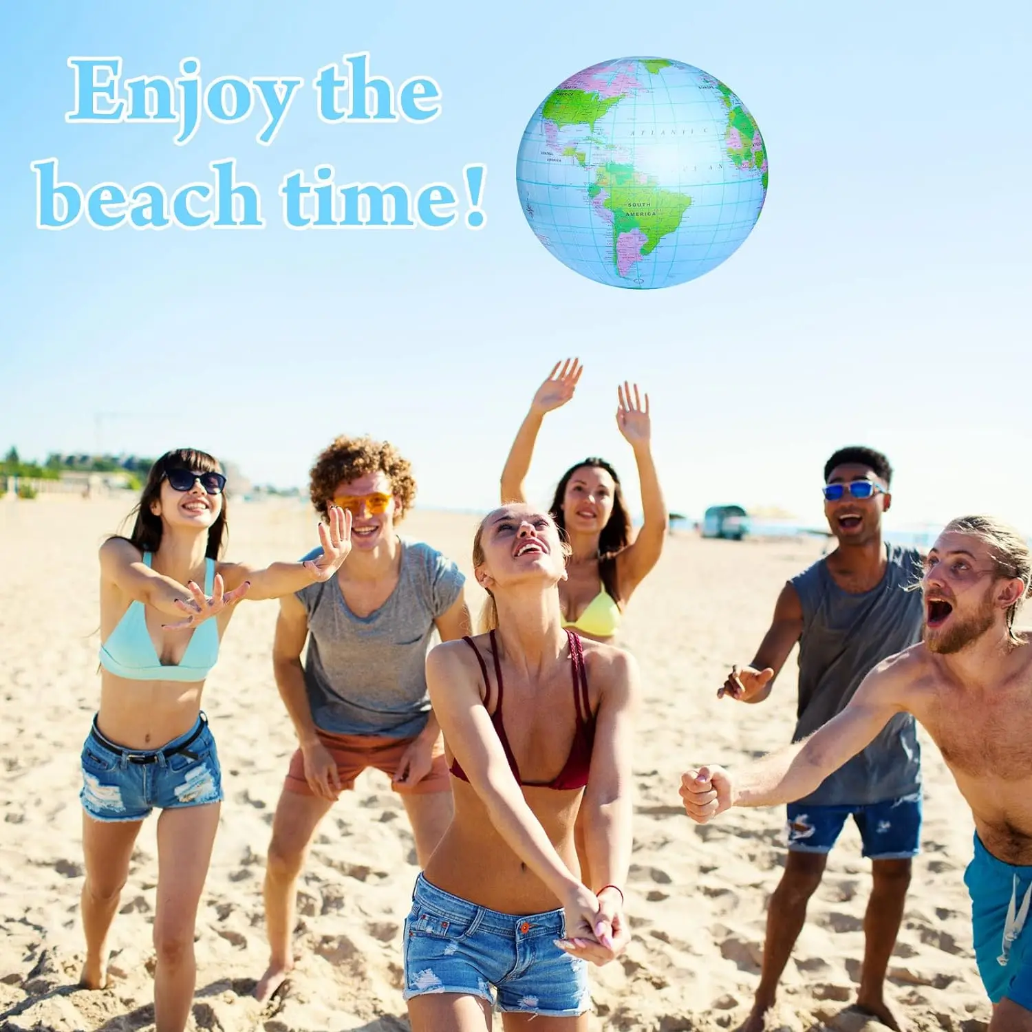 16 Inch Inflatable Globe Blow up World Globe Summer Outdoor PVC Beach Ball for Kids School Classroom Geography Party Supplies 4