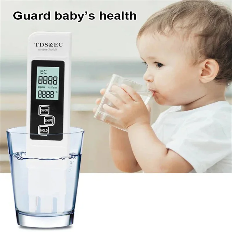3 In 1 Conductivity Test Pen Digital Water Quality Tester TDS EC Meter Range 0-9999ppm Digital Water Tester