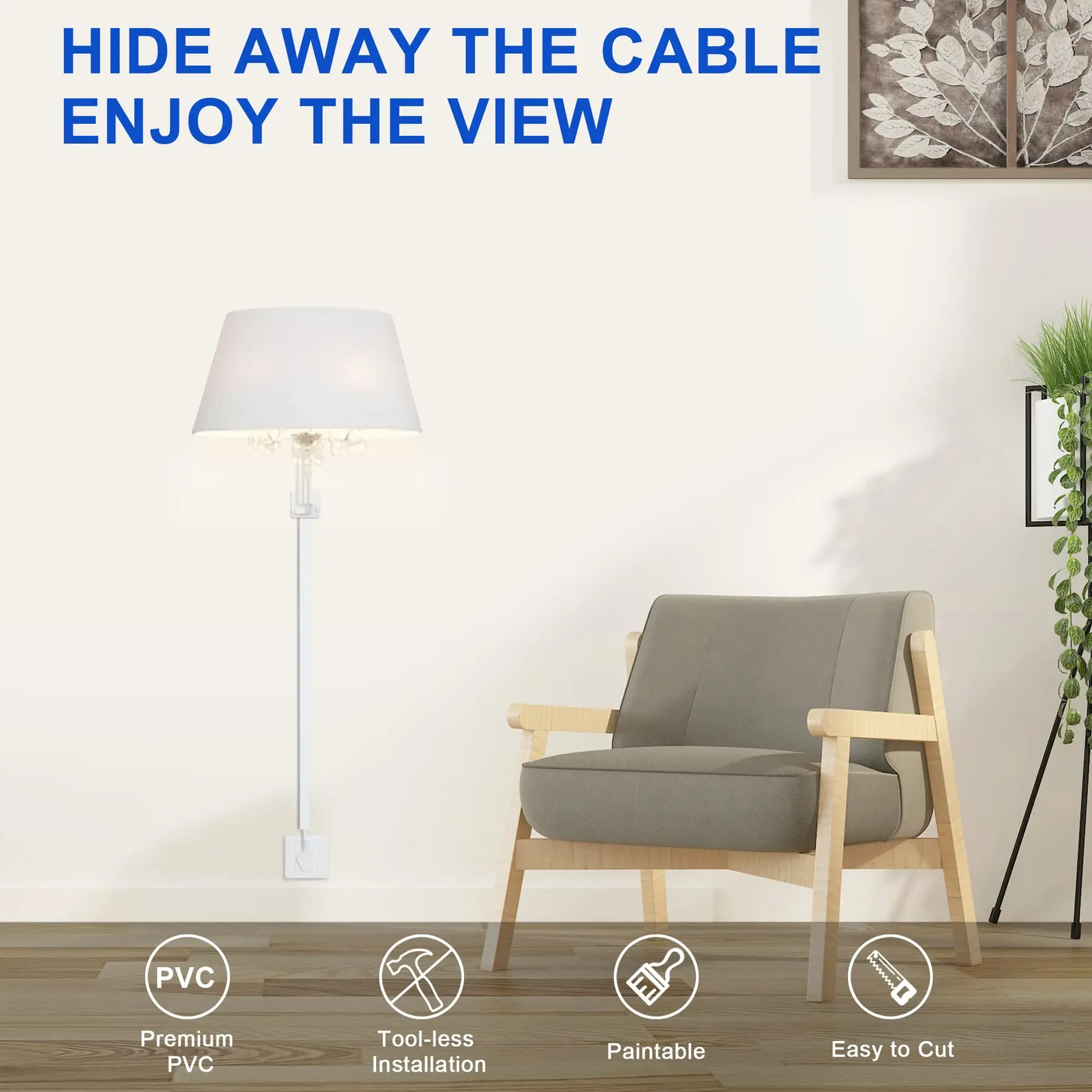 TV Cord Cover 6pcs Cord Hider for One Cord 102in Cable Hider Paintable Wire Covers for Cords Wall PVC Wire Hider Single Cable Raceway