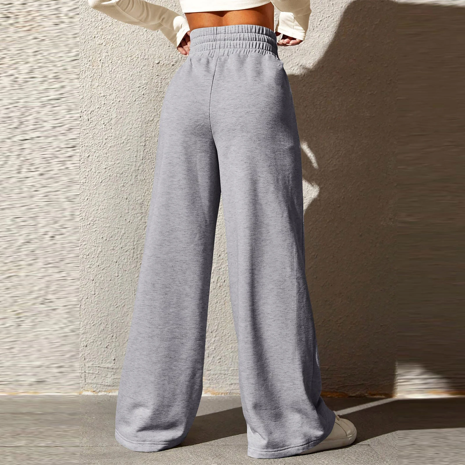 Women Wide Leg Pants Fashion High Waist Sportspants Female Solid Loose Long Trousers Streetwear for Casual Daily Baseball Pants