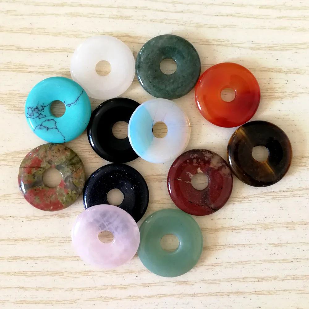 Fashion Nostalgic 18mm Peace Buckle Charms Reiki Healing Rose Pink Quartz Opal Lapis Stone Chakra Pendants for Jewelry Making